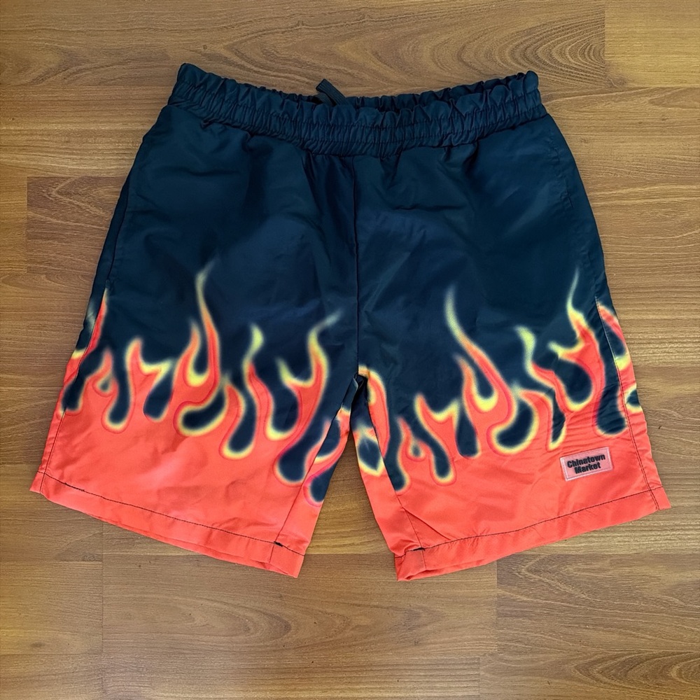Black & Red Flame Print Men's Shorts